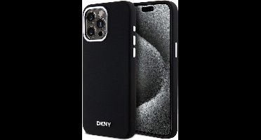 DKNY Silicone Metal Logo Back Case (MagSafe Compatible) - Geschikt voor Apple iPhone 15 Pro Max (6.7") - Zwart