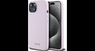 DKNY Silicone Metal Logo Back Case (MagSafe Compatible) - Geschikt voor Apple iPhone 15 (6.1") - Roze