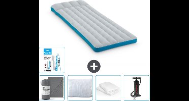 Intex Campingmat - Twijfelaar - 72 x 189 x 20 cm - Blauw - Inclusief Hoeslaken - Kussen - Pomp - Reparatieset en Kussenbeschermer
