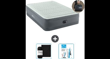 Intex Luchtbed - Twijfelaar - 137 x 191 x 46 cm - Grijs - Inclusief pomp - Hoeslaken en Reparatieset