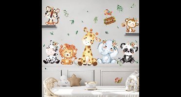 Muursticker jungle dieren muursticker safari dieren olifant giraffe muursticker wanddecoratie voor kinderkamer jongen babykamer