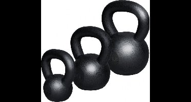 Gorilla Sports Kettlebell set van 3 - 4, 8 & 12 kg - Gietijzer - Zwart