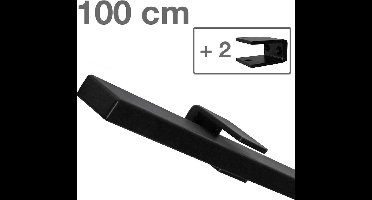 Design trapleuning zwart 100 cm met 2 houders - rechthoekig