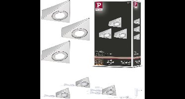 LED-onderkastverlichting Trias Naderingsschakelaar Set van 3 3x2,7W 135x132mm 3x185lm 230/12V Staal geborsteld