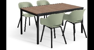 Keter Porto Diningset - Signature Porto Tafel en 4 Noa Tuinstoelen - Ashwood/Vintage Groen