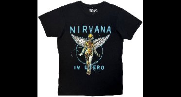 Nirvana - In Utero Neon Blue Heren Tshirt - L - Zwart