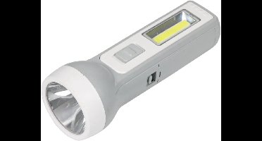 Hofftech Zaklamp met handvat - grijs - kunststof - LED - camping - USB kabel - Vakantie/outdoor artikelen - noodpakket