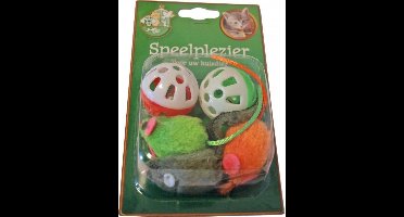 Boon Kat - Speelgoed - 2 Ballen - 3 Gekleurde Muisjes - Blister - 1ST