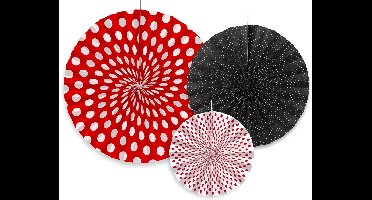 PARTYDECO - 3 kartonnen rozet decoraties met stippen 23, 32 en 40 cm om op te hangen