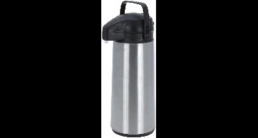 Cookinglife Thermoskan 1,8 L - Koffiekan - Isoleerkan – Voor Koffie, Thee, IJswater & Meer - Thermos Can - RVS - Zilver/Zwart - Dubbeldwandig