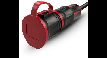 PCE 25731-sr Beschermende contactkoppeling 16A 250V 3-polig 2P+EI IP54 LED-indicator I TopTaurus2-serie I rood zwart PA6 2K rubbercoating I Waterdichte buitenkoppeling