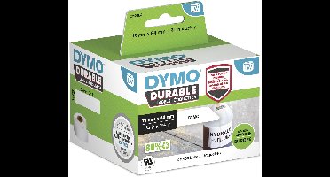 DYMO originele Duurzame LabelWriter labels | 19 mm x 64 mm | Witte Poly | 2 rollen met elk 450 labels (900 zelfklevende etiketten) | Stevige labels voor de LabelWriter labelprinters