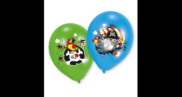 RIETHMULLER - 6 groene en blauwe piraten latex ballonnen