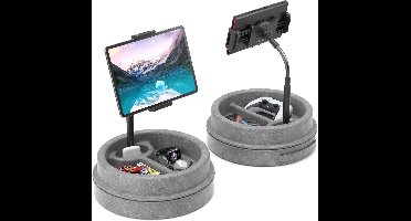 Verstelbare Tablet en Telefoon Standaard met Opbergvak en Pennenhouder