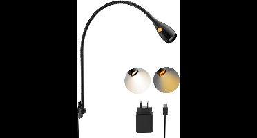 Core® Leeslamp - Nachtlampje - Bedlampje - met Dimfunctie - Zwart - 49cm x 4cm x 4cm