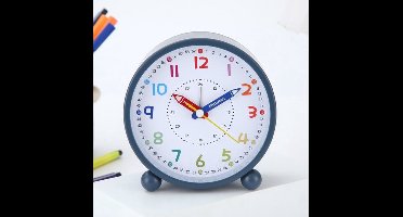 Analoge Wekker 11.5cm Donkerblauw – Stille Klok Niet Tikkend – Retro Vintage Tafelklok met Licht voor Slaapkamer, Bureau en Nachtkastje
