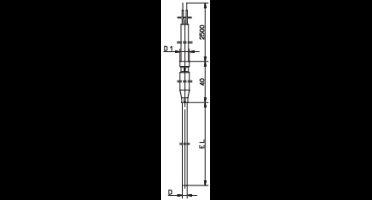 Jumo 901250/32-1043-1,5-200-11-2500/000 Thermokoppel Sensortype K Meetbereik temperatuur -200 tot 1200 °C Kabellengte 2