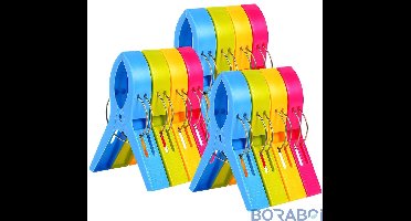 Badhanddoekclips - Winddicht - 12 Stuks - Kunststof - Diverse Kleuren