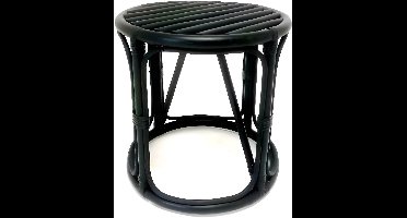 VD Leeden bijzettafel Papasan - D40 x H40 cm - rotan - zwart - krukje/plantverhoger