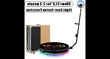 360° Photocabine – 360º Photobooth – Fotocabine – Draaiende Fotomachine – Photobooth voor 1-7 Personen – Robuust Massief Metaal – Inclusief Afstandsbediening en Draagcase