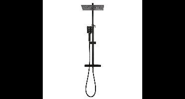 Regendouche – Douchesysteem – Douchekop – Doucheset – Douchekraan – Vierkante 30x30 cm Hoofddouche – Thermostaat Met Veiligheidsstop 38°C – RVS Matzwarte Afwerking