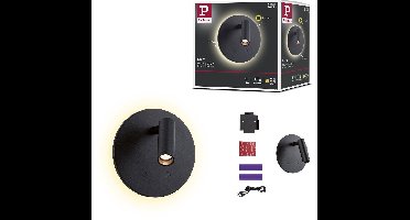 LED wandlamp op accu Kiora 2700K 80lm / 50lm 3,7V 0,6W / 0,7W dimbaar Zwart