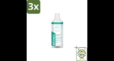 3 x Elmex Mondspoeling Sensitve 400 ml - Grootverpakking - Gevoelige Tanden - Vrijliggende Tandhalzen - Tandhalscariës - Tandspoeling - Fluoridebescherming