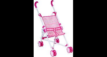 Eddy Toys Poppenwagen Roze Inklapbaar - Kinderwagen voor Poppen met Veiligheidsriem - Speelgoed Poppenwagen voor Meisjes - Poppen Buggy met Dubbele Wielen - 35 x 25 x 55 cm