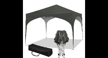 Partytent - Tent - Easy Up Partytent - Tuinpaviljoen - Pop-Up Party Tent - 3x3m - met Halfronde Dak voor Tuinfeesten, Markt en Buitenevenementen - Waterdichte - Inklapbare Luifel – Grijs