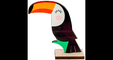 CHAKS - Leuke houten toekan tafeldecoratie 10 x 10 cm tropische decoratie