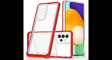 Bumper case Hoesje Geschikt Voor Samsung Galaxy A53 hoesje shockproof - Rood / Transparant