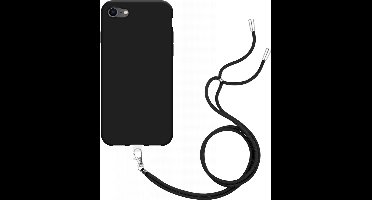 Just in Case hoesje met koord geschikt voor iPhone SE (2020) Hoesje met Koord - Flexibele Case - Zwart