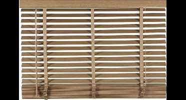 Houten Jaloezie Naturel - 140x180 cm (BxH) - Raamdecoratie - Lamelbreedte 50 mm - inc. Bedieningskoord en Draaistang - Eenvoudig op maat maken en monteren