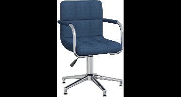 vidaXL - Eetkamerstoel - draaibaar - stof - blauw