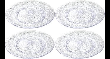 PlasticForte Onbreekbare Dinerborden - 6x - kunststof - kristal stijl - transparant - Dia 31 cm