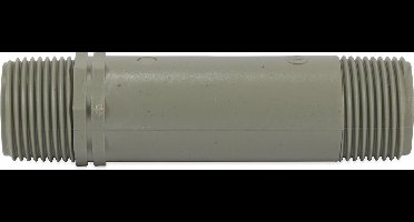 Pijpnippel PVC 1/2" buitendraad 10bar grijs 100 mm