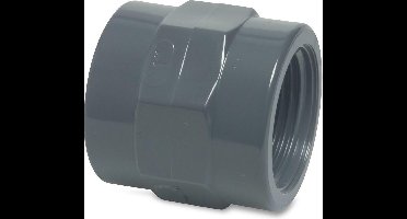 Mega Draadsok PVC-U 1 1/2" binnendraad 10bar grijs