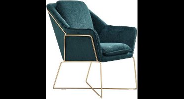 Design fauteuil Selena - Smaragd groen met gouden frame