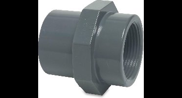 Mega Draadsok PVC-U 40/50 mm x 1 1/4" lijmmof/spie x binnendraad 10bar grijs