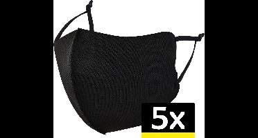 Mondkapje Wasbaar Zwart Verstelbaar - Mondmasker Wasbaar - Mondkapje Zwart Wasbaar - Mondkapjes Wasbaar Zwart Verstelbaar - 5 Stuks