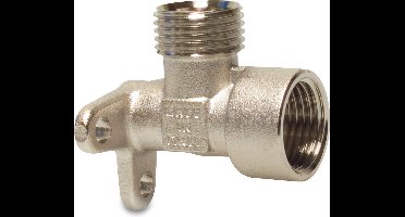 Multi-Fit Muurplaat 90° messing vernikkeld 3/4" binnendraad x buitendraad 20bar KIWA