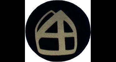 Witbaard Button Met Mijter 5 Cm Textiel Zwart/goud