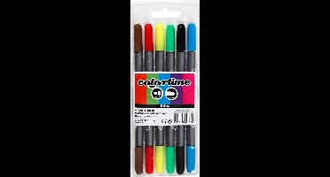 Colortime Dubbelstift, lijndikte 2,3+3,6 mm, standaardkleuren, 6 stuk