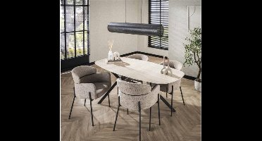 Eettafel travertin keramiek deens ovaal 180x90 cm - Beige