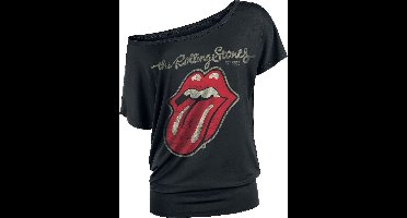 The Rolling Stones Plastered Tongue Dames T-shirt - zwart - S