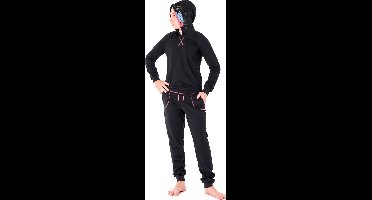 Ladeheid Meisjes Pyjama - met Capuchon - Lange mouwen - Lange broek - Katoen - LA-LA40-237-PJ - Zwarte Pavian - 164