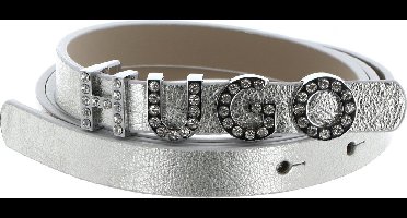 HUGO Leren Riem Zula-S-L Sz15 Leather Belt W100 Silver Zilverkleurig