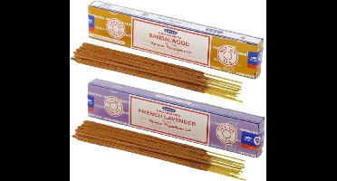 Satya Wierook cadeaus set - 2x geurstokjes - Sandelhout en Lavendel geur - Meditatie