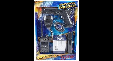 Politie speelset speelgoed met pistool 17cm - 5-delig - rollenspel.