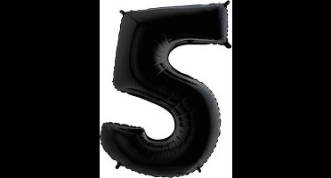 New Age Devi - Folieballon - Cijfer 5 - Zwart 100cm